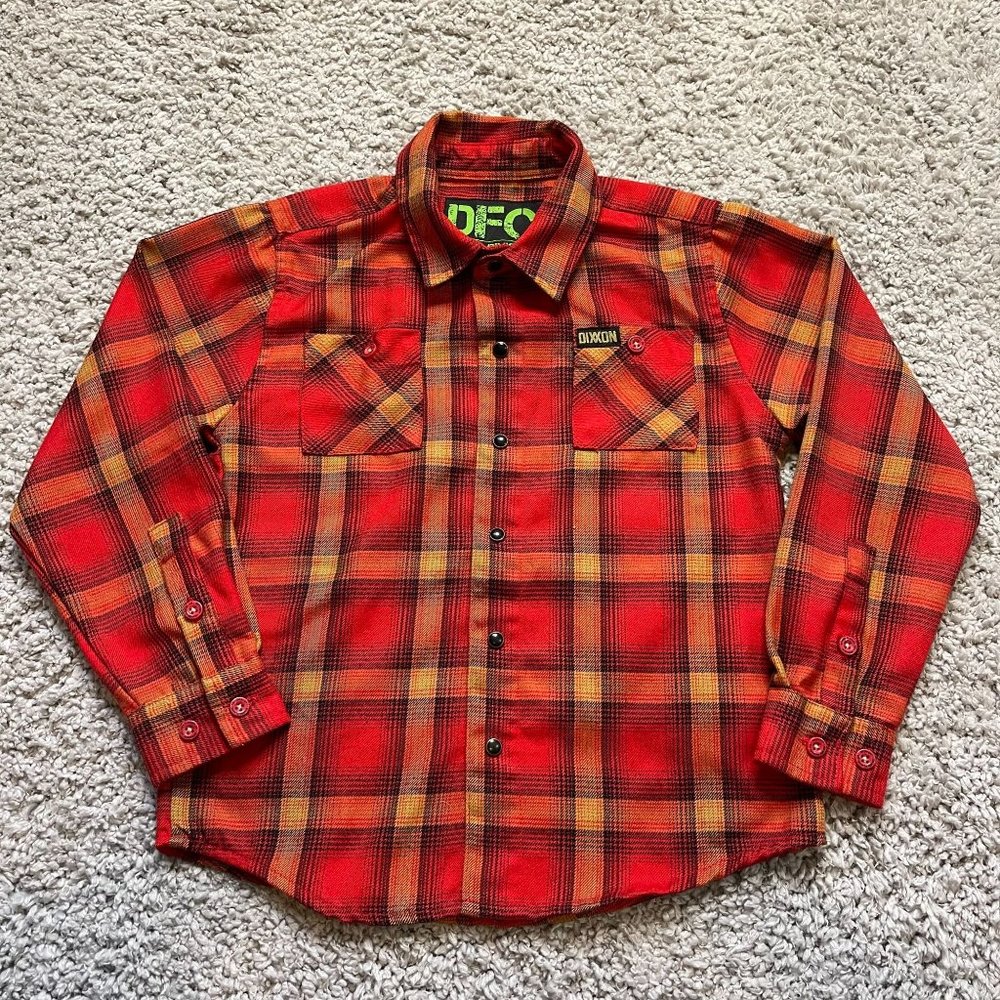 Dixxon Youth Jarhead Flannel Button Down Shirt Kids Small Red